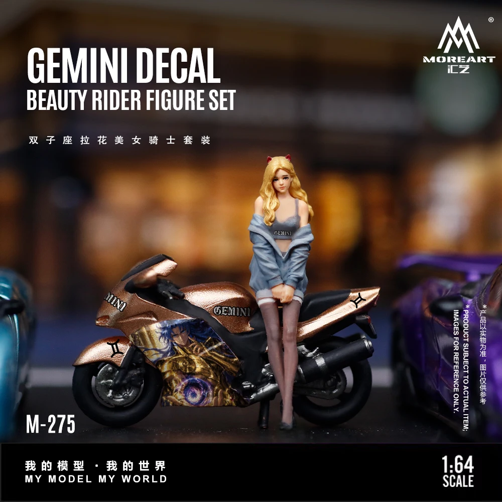 *Précommande*MoreArt Figurine en résine 1:64 Moto décorative imprimée avec figurine de motarde pour exposition, cadeau, décoration