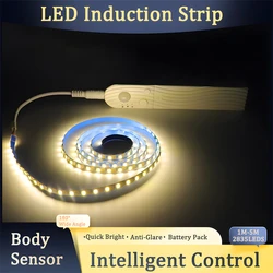 1M-5M LED Light Strip Motion Sensor LED Night Light Cabinet Lighting Battery Operated Tape Light for Counter Bed Stair Wardrobe