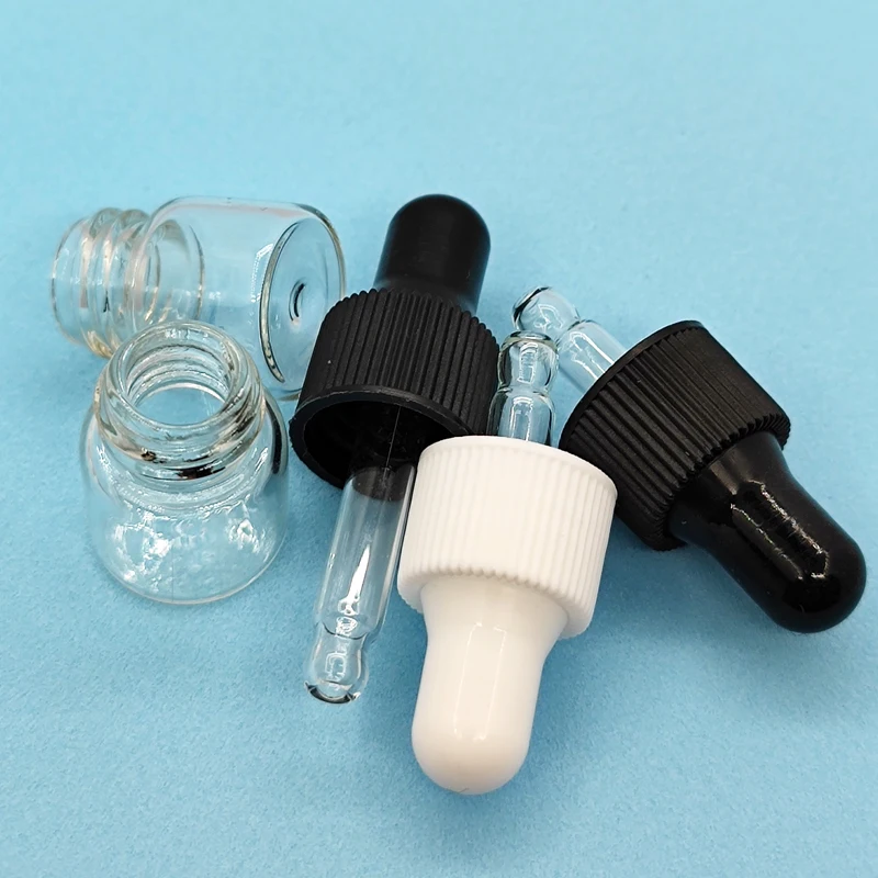 20/30/50 Pcs 1ml 2ml 3ml 5ml Mini Dropper Bottles Essential Oil Aromatherapy Bottles with White Cap Reagent Pipettes Bottles