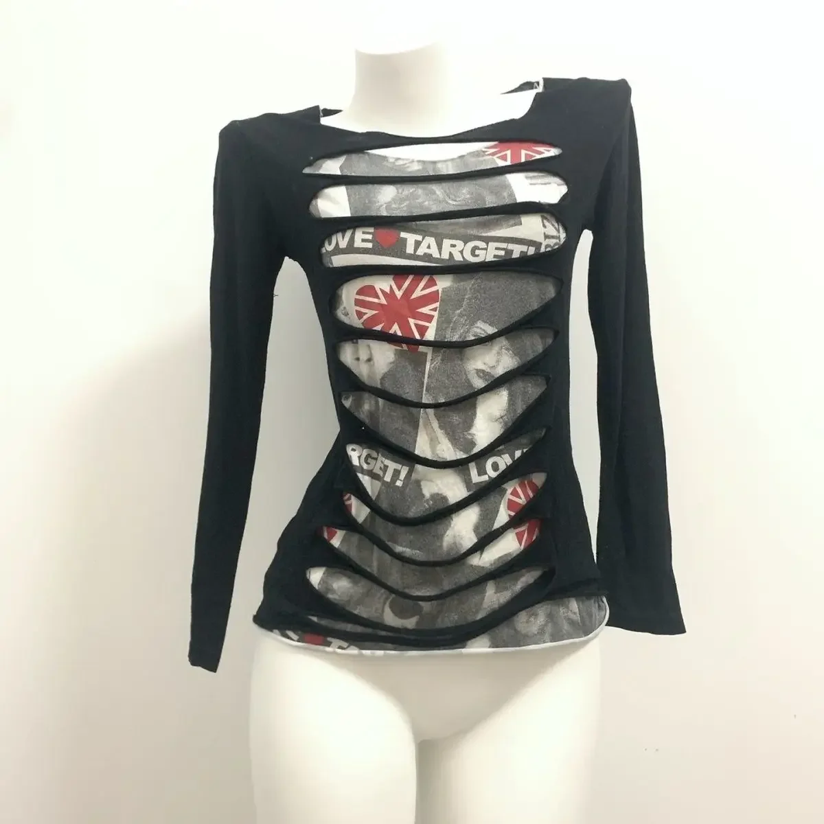 

American Vintage Fake Two Pieces Long Sleeves T-shirt Subcultural Punk Hottie Trendy Slim Fit Y2k Top Autumn New High Street Tee