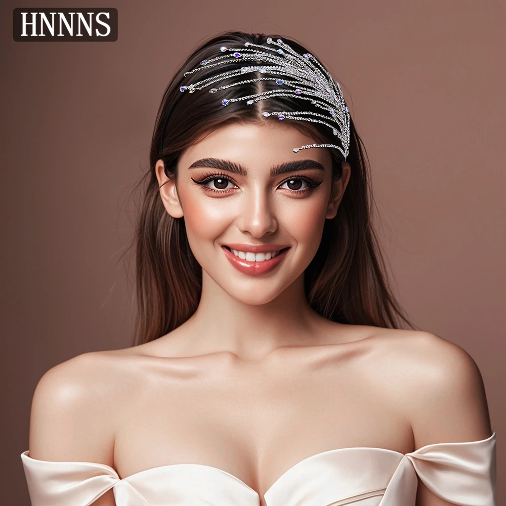 

TOPQUEEN Exquisite Bridal Weddings Headwear Handmade Water Diamond Feather Elegant Women's Banquet Party Dance Headband YXA103