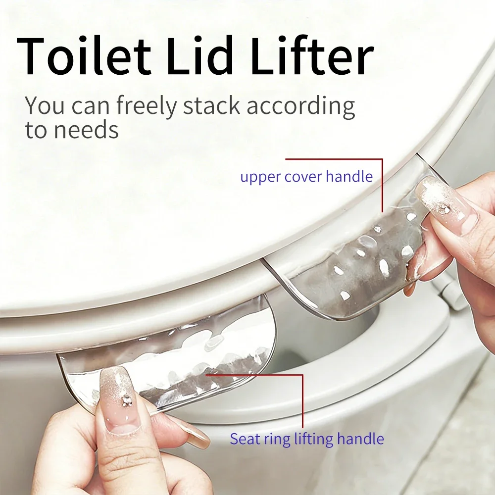 2PC Toilet Cover Device Wave Pattern Toilet Lid Lifter Anti-Dirty Hand Toilet Seat Ring Handle Home DIY Bathroom Accessories