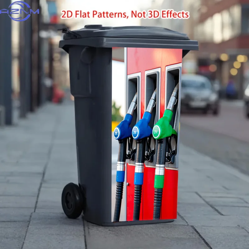 Trash Can Sticker Featuring a Three-color Oil-gun Pattern Design. This Matte-finish Sticker Is Suitable for Decorating Both In