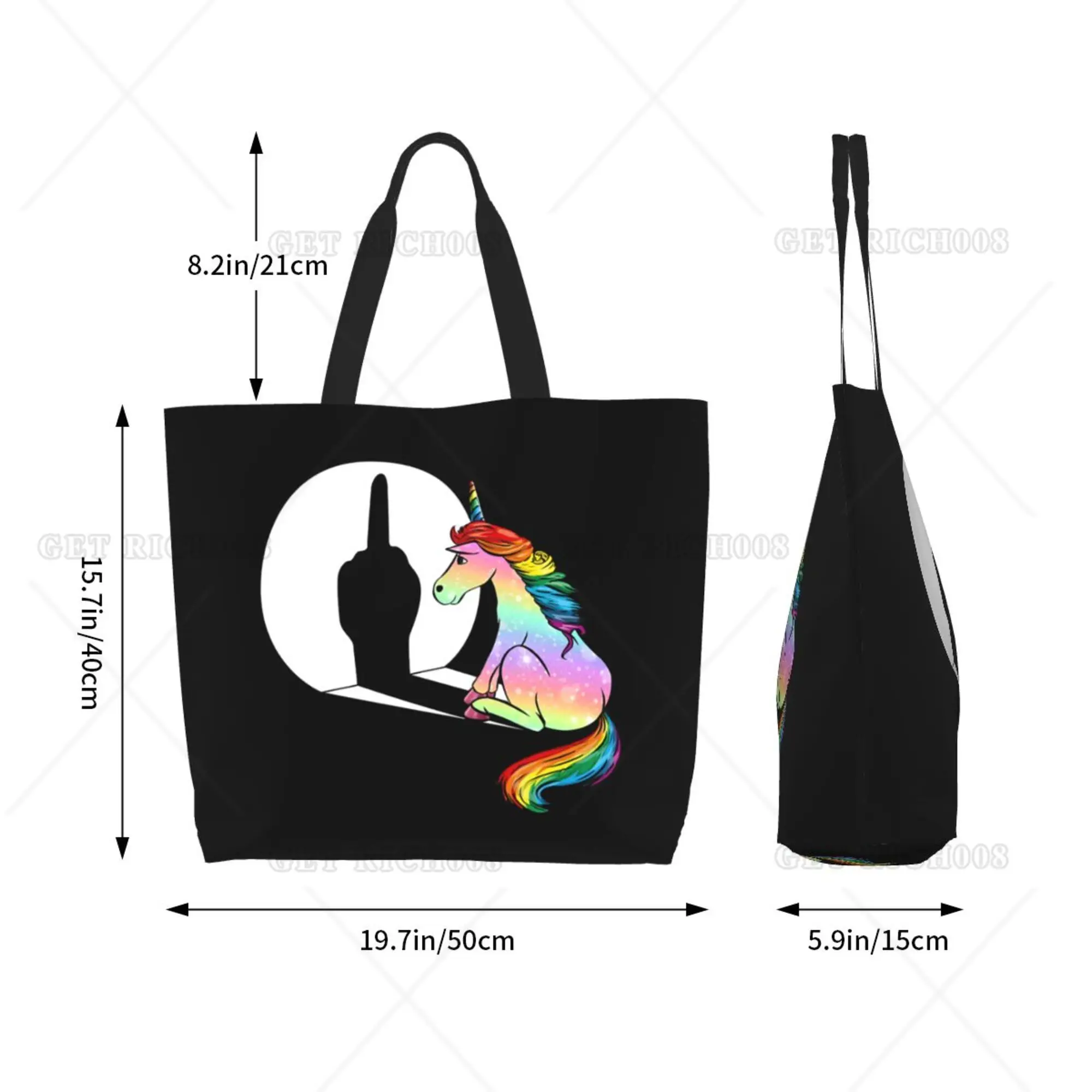 Funny Unicorn Rainbow FXXK borsa per la spesa a tracolla da donna Eco Bag Cute Tote Bag Fashion One Size Large HandBag