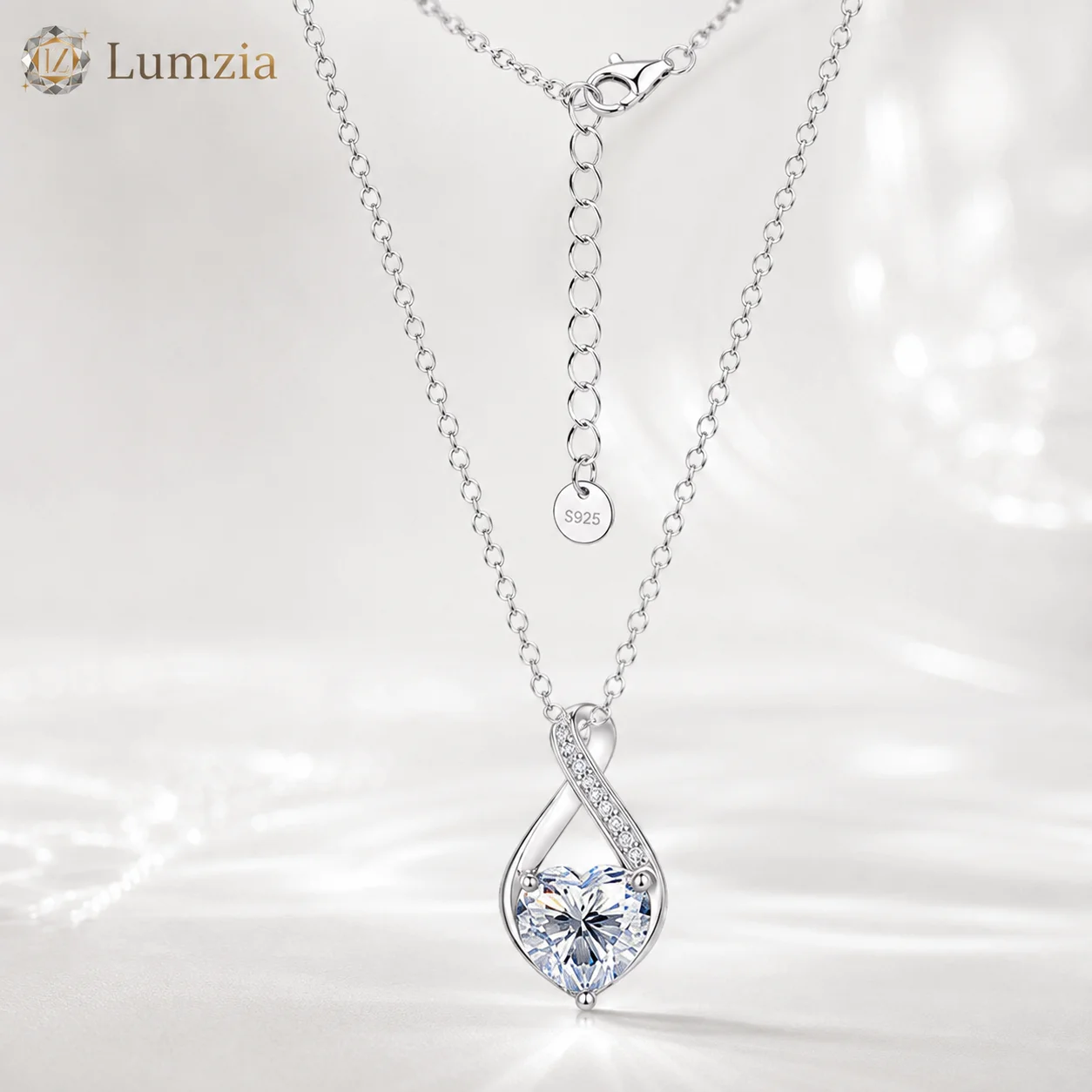 S925 Sterling Silver Infinity Heart Moissanite Necklace for Women Pendant Clavicle Chain Dainty Jewelry Gift GRA Certified