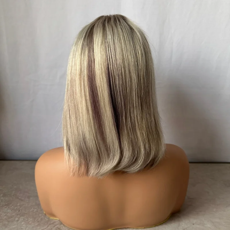 T جزء 13x1 HD شقراء بوب شعر مستعار شعر الإنسان الدانتيل الباروكة الأمامية البرازيلي مستقيم بوب شعر مستعار الدانتيل الجبهة خصلات الشعر المستعار الإنسان للنساء