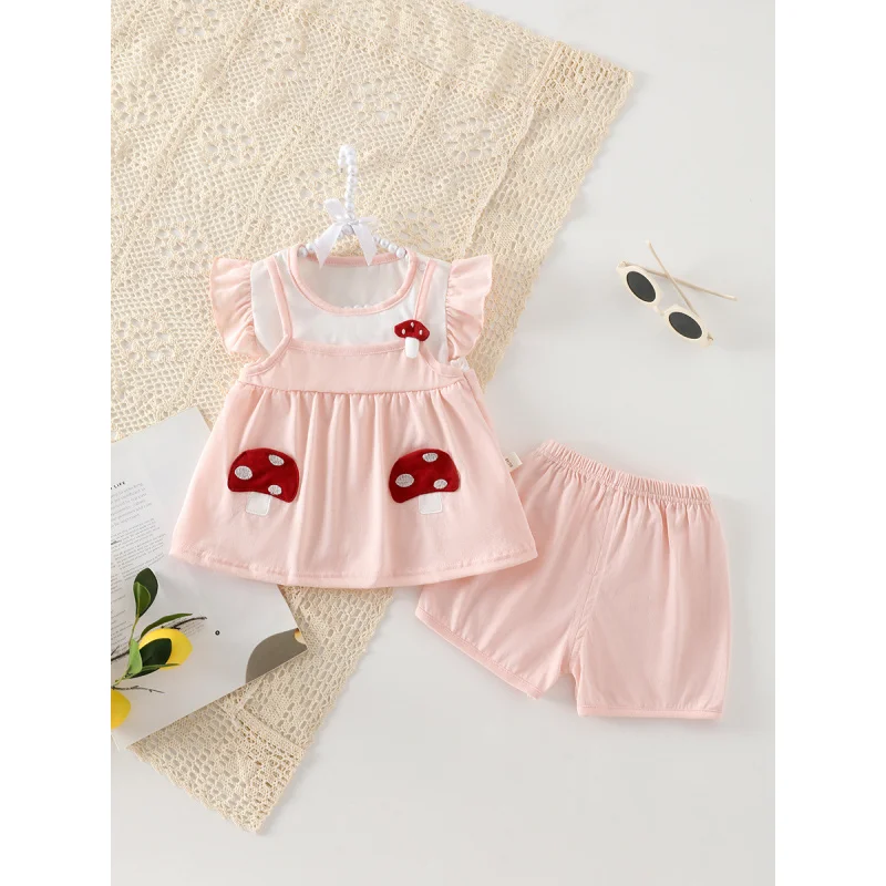 

Girls' Baby Summer Thin Set Children's Clothing Infant Cotton Stylish Short-Sleeve Two-Piece Outfit1One3Youth set