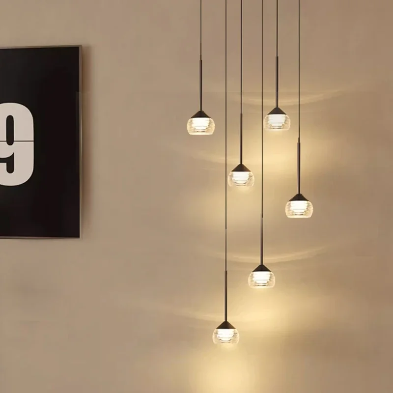 Led Water Drop Pendant Bedroom Bedside Lamps Modern Stairwell Lights Living Room Ceiling Hanging Lamps Indoor Ceiling Chandelier