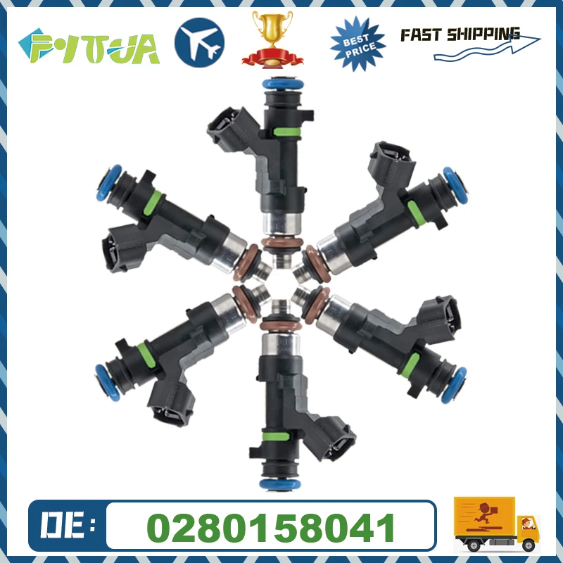 

6шт топливная форсунка 0280158041 Для Peugeot Renault Citroen 407 607 C5 C6 Laguna 3.0L V6 041190052 9648129380