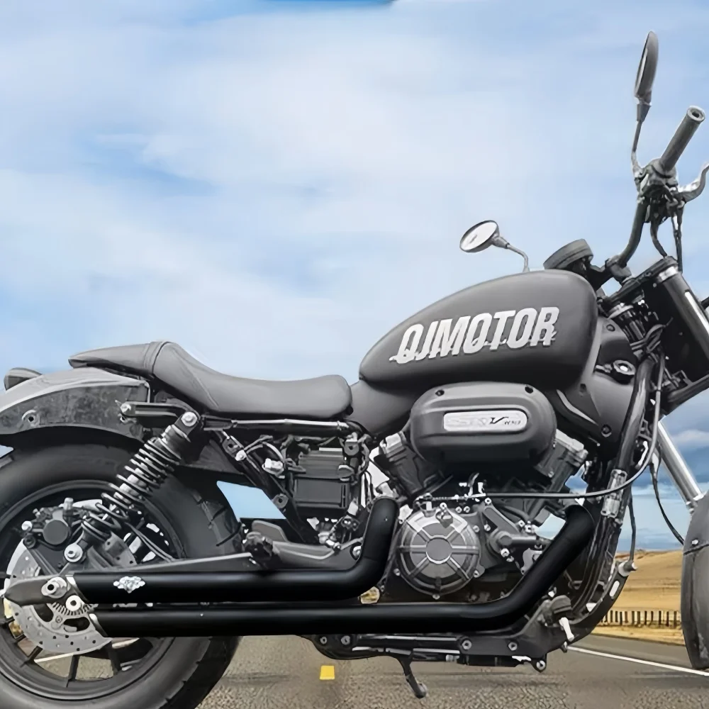 For QJMOTOR SRV300S, the accessory is the VH double-tube bell-shaped exhaust pipe Aggressive sound, improve exhaust efficiency