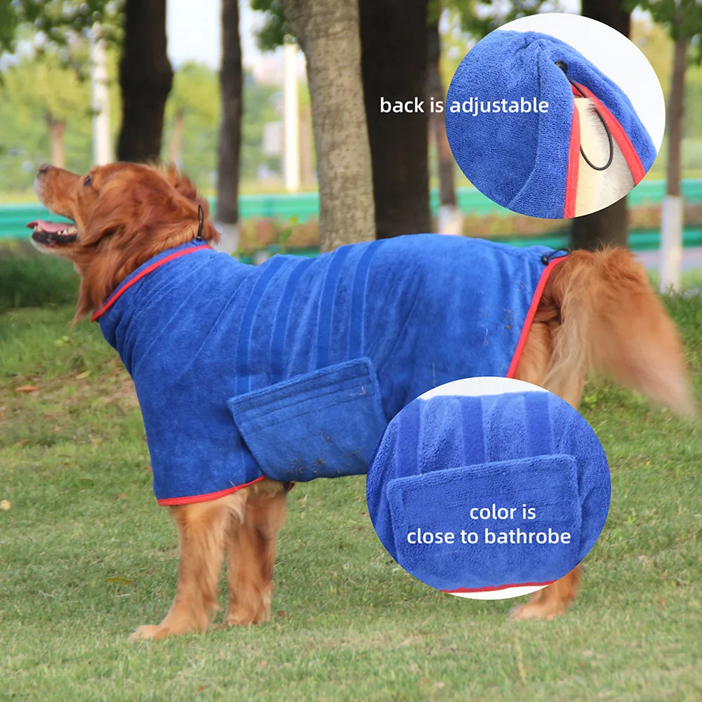 Dog Bathrobe Absorbent Pet Quick Drying Bath Towel Microfibre Material Fast Drying Super Absorbent Dog Bath Robe Soft Adjustable