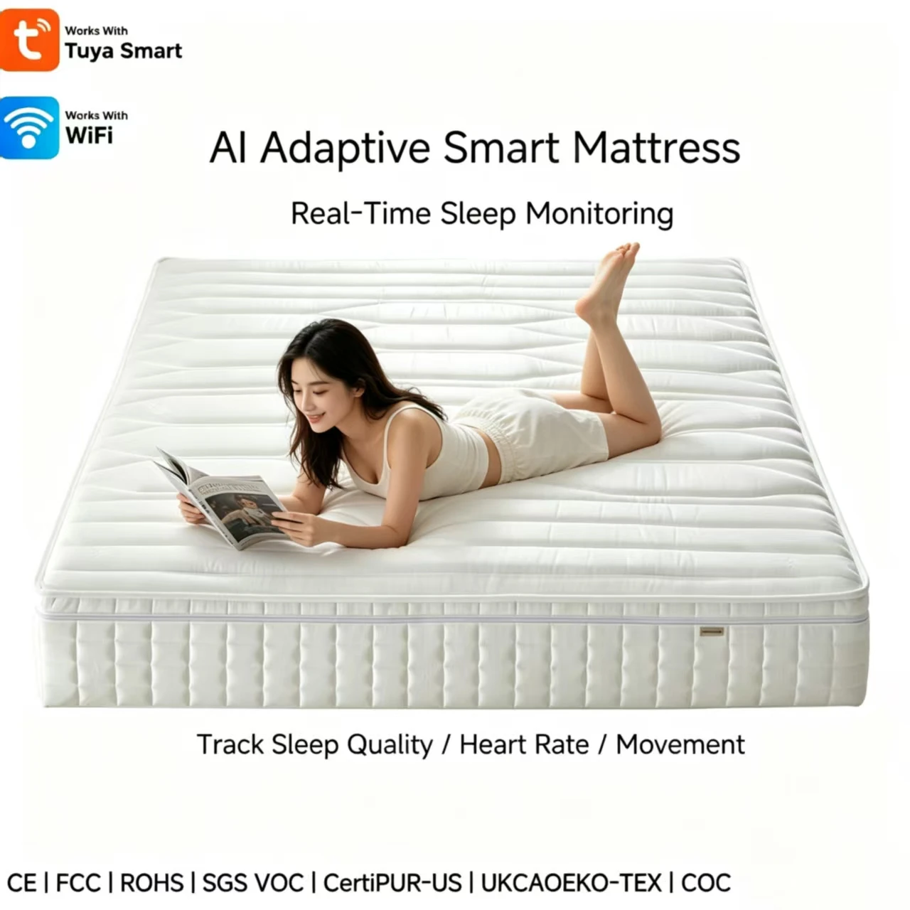 Smart Mattress with Airbags Pressure Relief, Spine Support, Sleep Monitoring  for Home Hospital