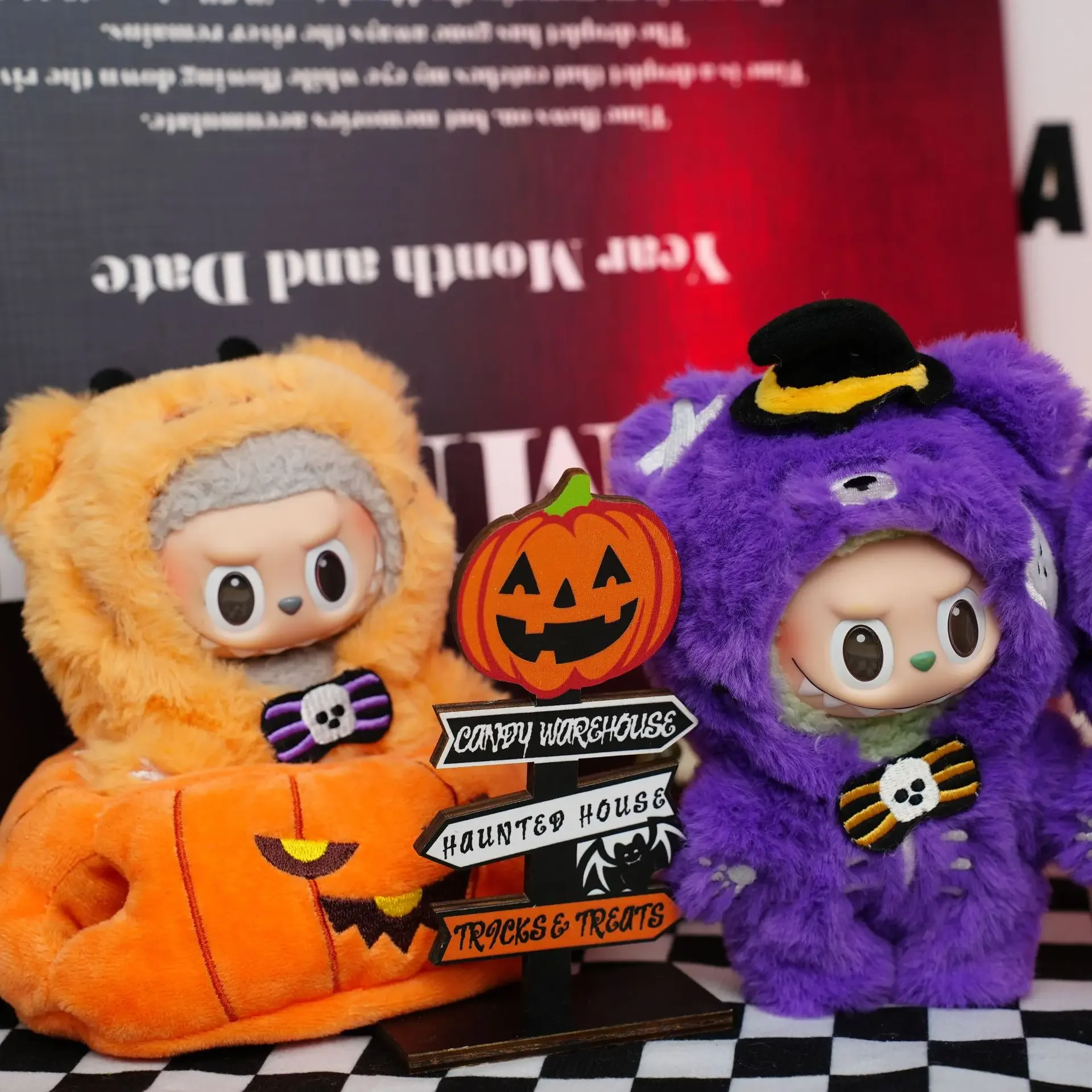 

No Doll，For 17cm labubu Halloween outfit skull uniform Decoration Little Cloths v1/v2/v3 baby clothes cool sweater doll can be
