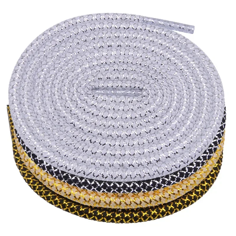1Pair Gold/Silver Casual Sneakers Shoe Laces Wire Round Shoelaces Quality Rope for AF1/AJ1/Dunk Accessories Length 120/140/160cm