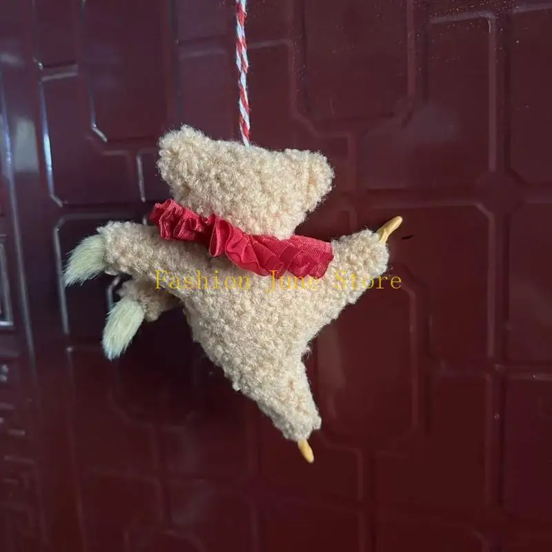 N5KA Lovely Dancing Bear Plush Doll Bear Ornament Plush Texture for Bedside and Car Decorations Suitable for Birthdays