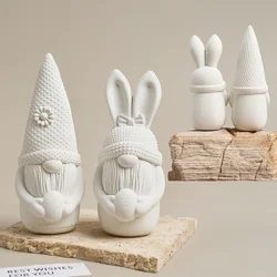 Easter Series Silicone Candle Mold DIY Bunny Holding Egg Scented Candle Plaster Ornament Mold Dwarf Rabbit Resin Mold Home Decor