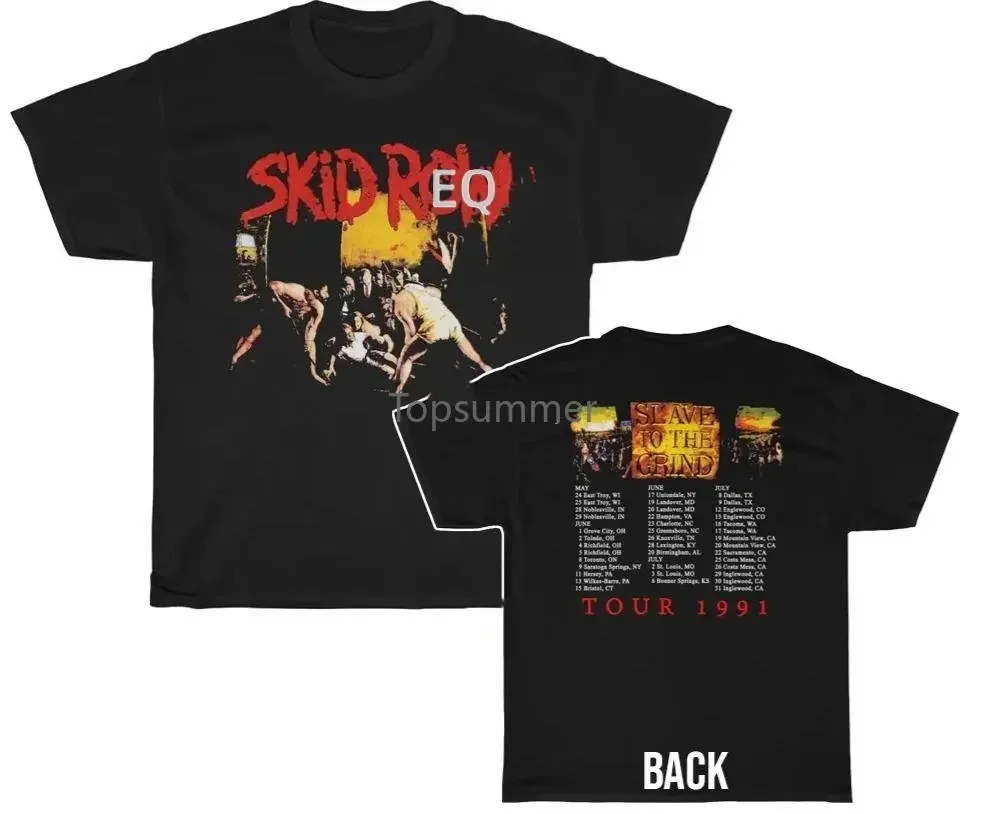 Skid Row 1991 Slave To The Grind Tour Shirt 2 Sided Short Sleeve Tee