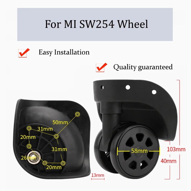 

For MI SW254 Nylon Luggage Wheel Trolley Case Wheel Pulley Sliding Casters Universal Wheel Repair Smooth Slient Wear-resistant