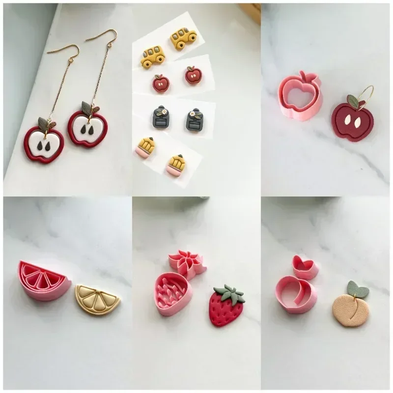 Pendientes de cerámica suave para mujer, aretes con forma de fruta, moldes de arcilla polimérica, herramientas para hacer joyas