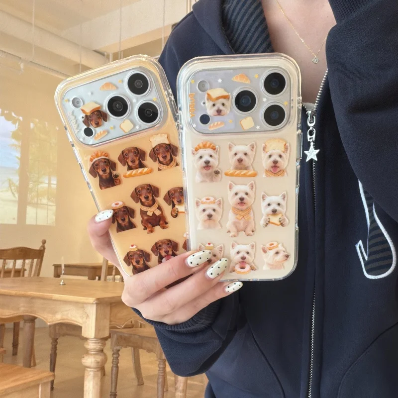 

INS Funny Cute Cat Dog Cartoon Phone Case For iPhone 17 16 15 14 Pro Max 17Pro Trendy Korea Protect Shell Soft Phone Case Y2K﻿﻿