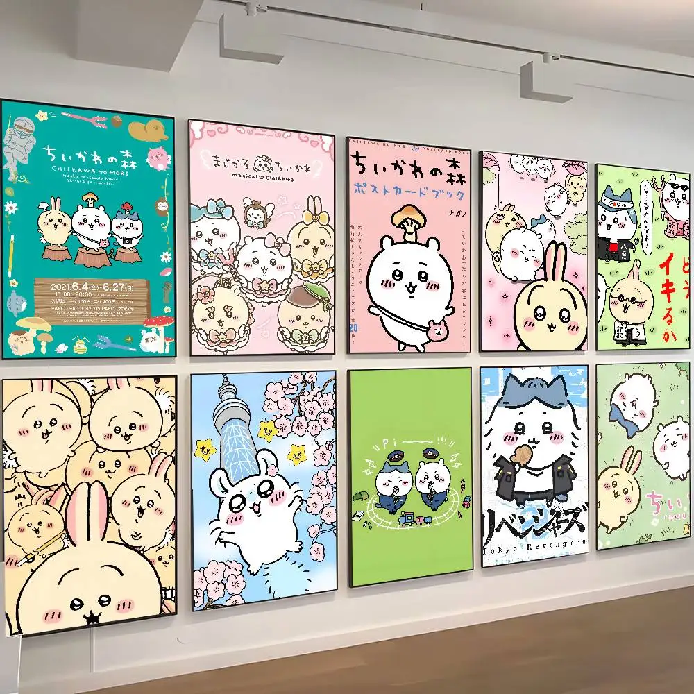 Cute Poster Stickers Living Room Bedroom Entrance Cafe Wall Art Cartoon C-Chiikawa Decoration Painting