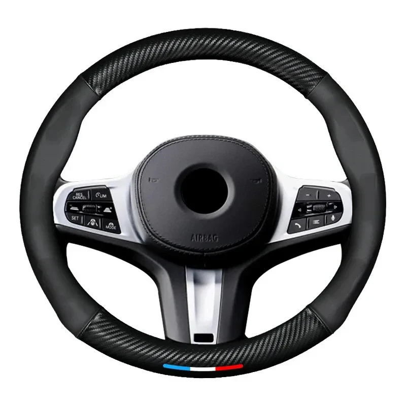 Car Anti-slip Leather Carbon FiberSteering wheel Cover For BMW M3 M4 M5 E39 E46 E60 E36  E90 E91 FO1 F10 F15F20 F30 X1 X3 X5 X7