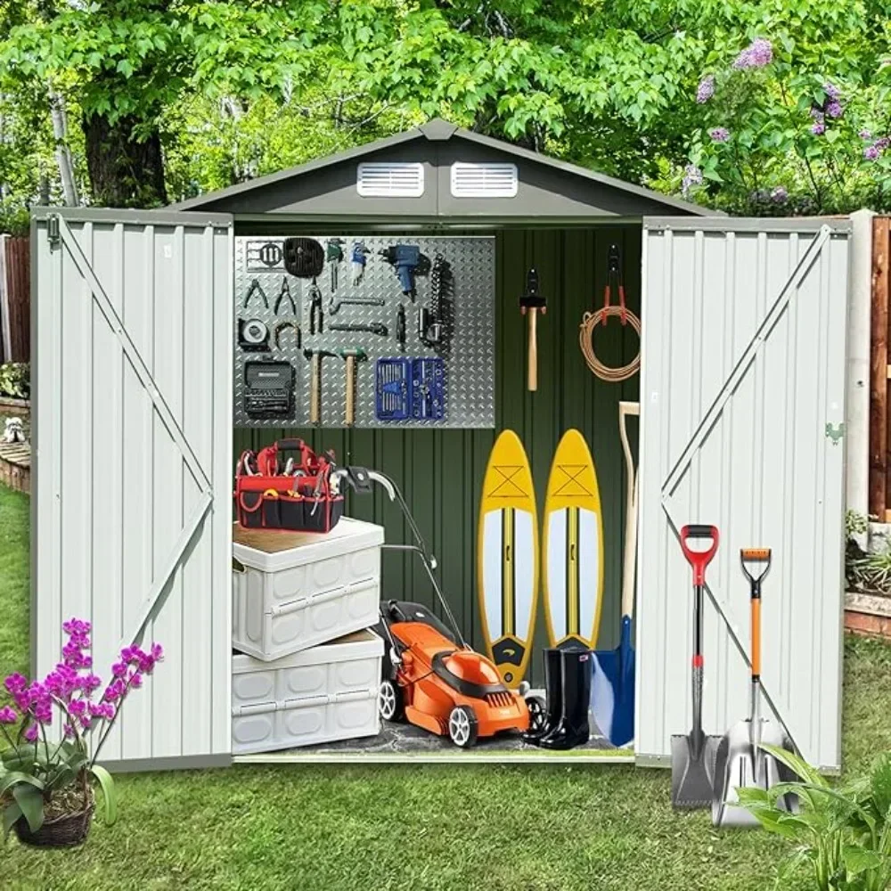 

Outdoor Shed Storage Cabinet 6x4 FT,Metal Portable Utility Tool Outside Shed House Waterproof with Double Lockable Doors, Gray