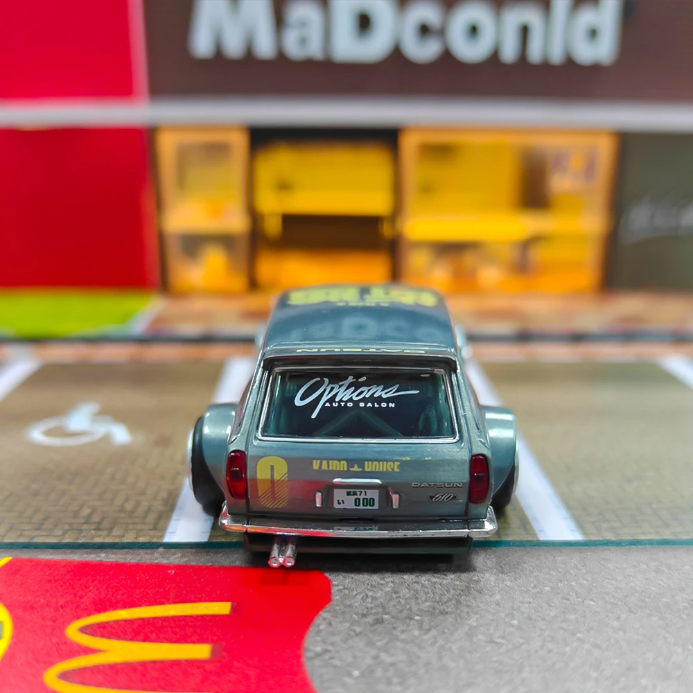 Kaido House x Mini GT 1:64 Datsun 510 Wagon Greddy Green Jun IMai KHMG010 CHASE (بدون صندوق) #4