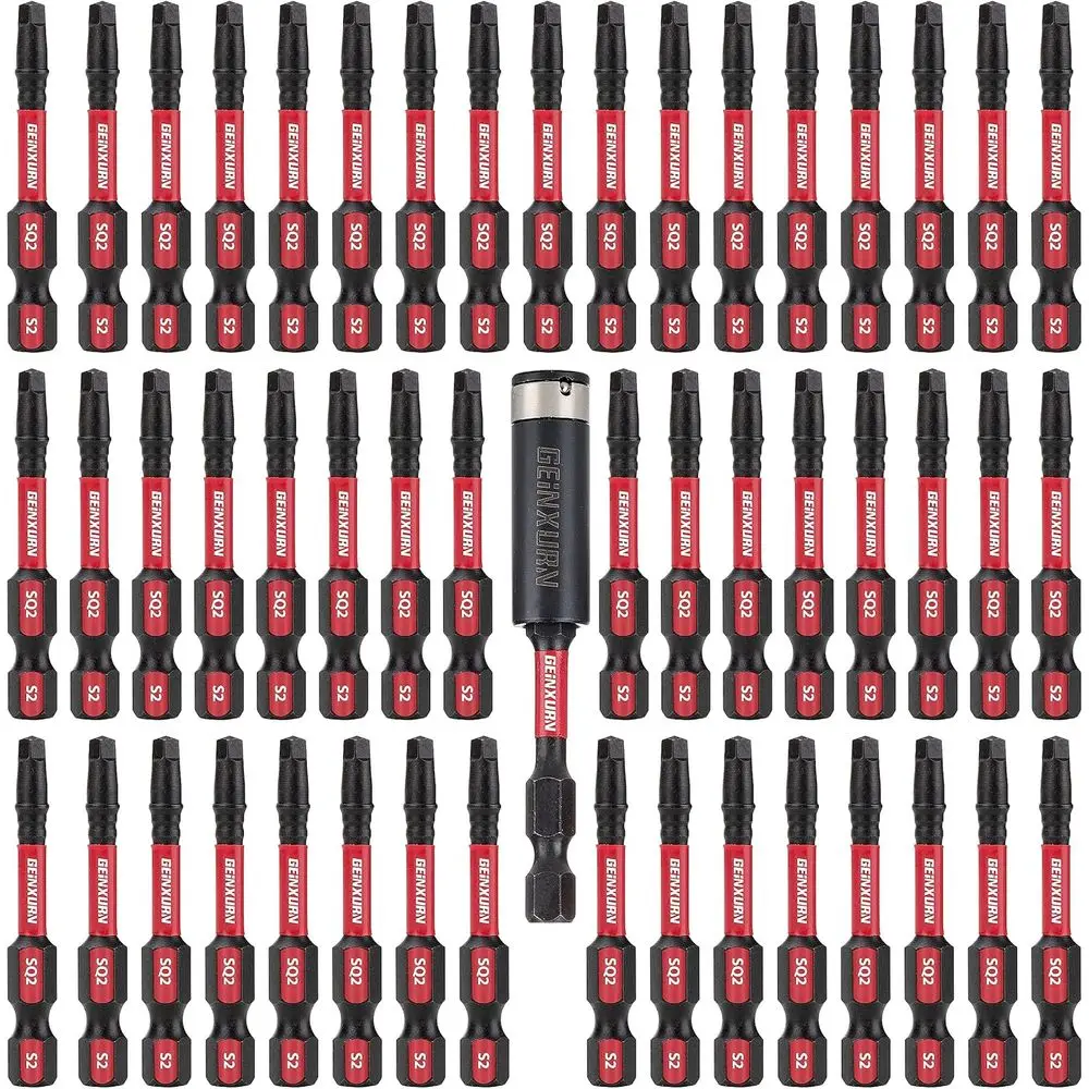 

50-Pack 2 Square Drive Screwdriver Bits Set with Bit Holder