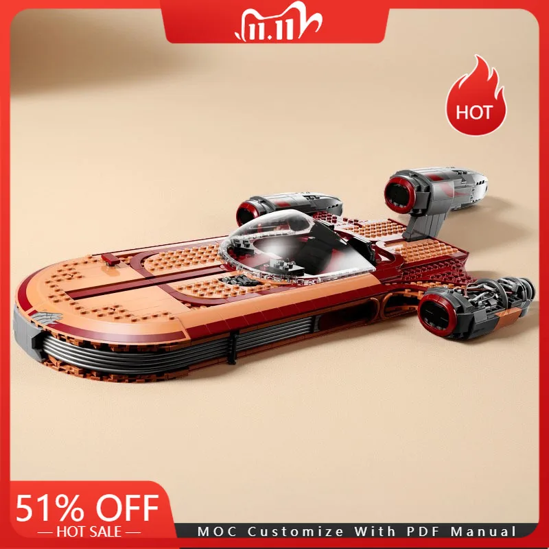 

1890 шт. MOC Star Battle, роскошная модель Landspeeder, строительные блоки, кирпичи, сделай сам, креативная сборка, развивающие игрушки, рождественские подарки