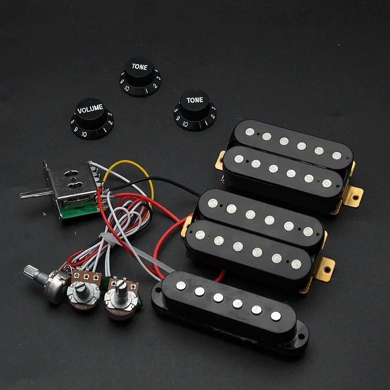 

HSH Humbucker Pickup Electric Guitar Pickguard Loaded Pickguard Pre-Wired Pickups for ST Electric Guitar Black