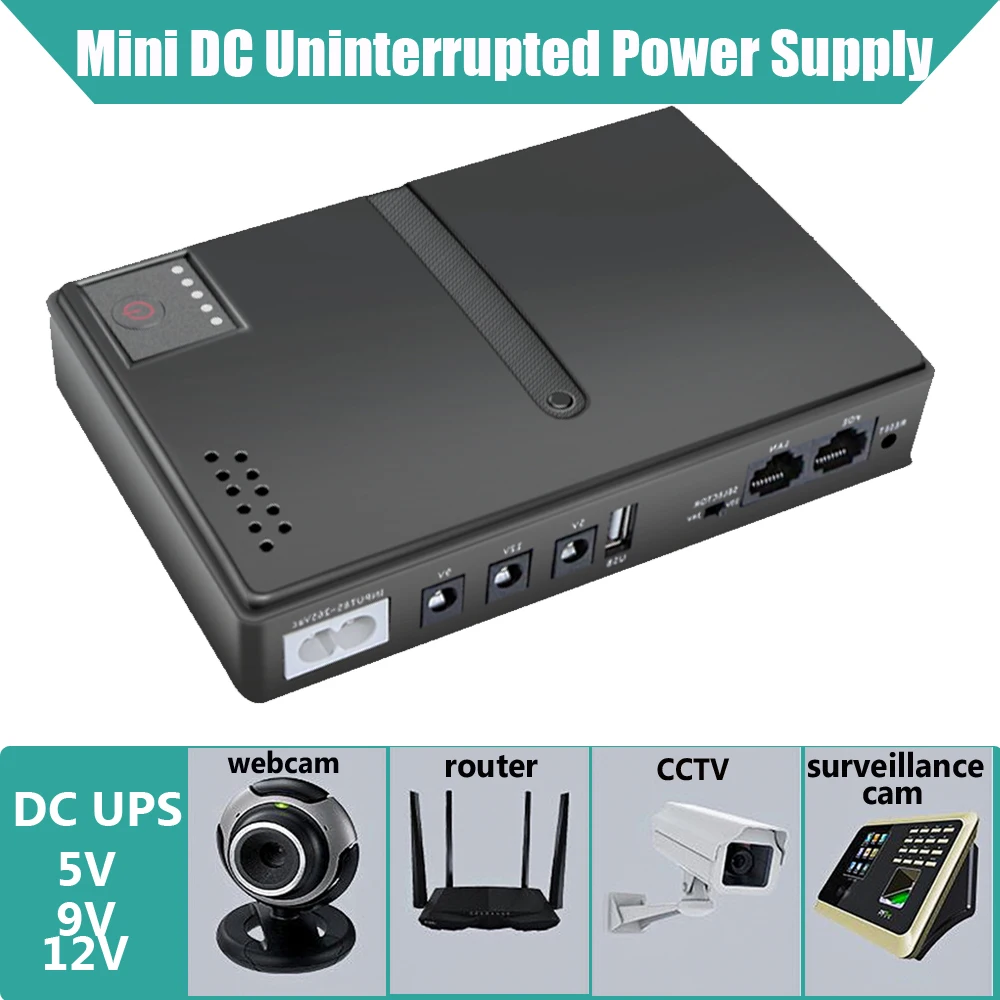 

Mini DC Uninterruptible Power Supply For Wifi cam /Router Optical Modem 5V 9V 12V DC UPS With EU Plug Without 18650 Batteries