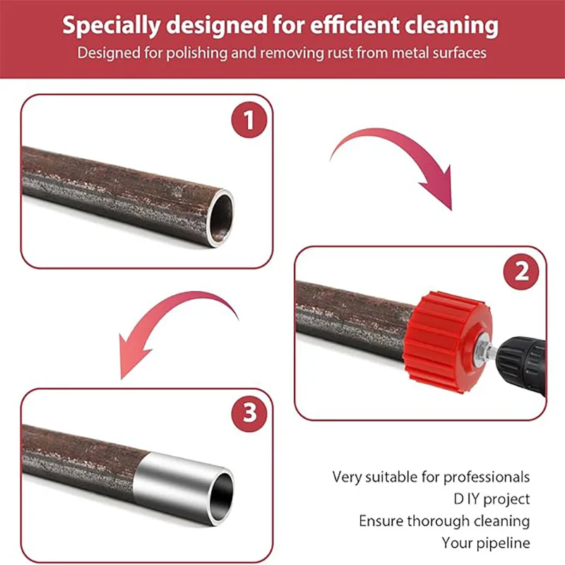 1/2" 3/4" 1" Copper Pipe Cleaner Tube Cleaning Brush Tool Set Cleans Soldering Stainless Steel Wire Bristle Polishing  Grinding