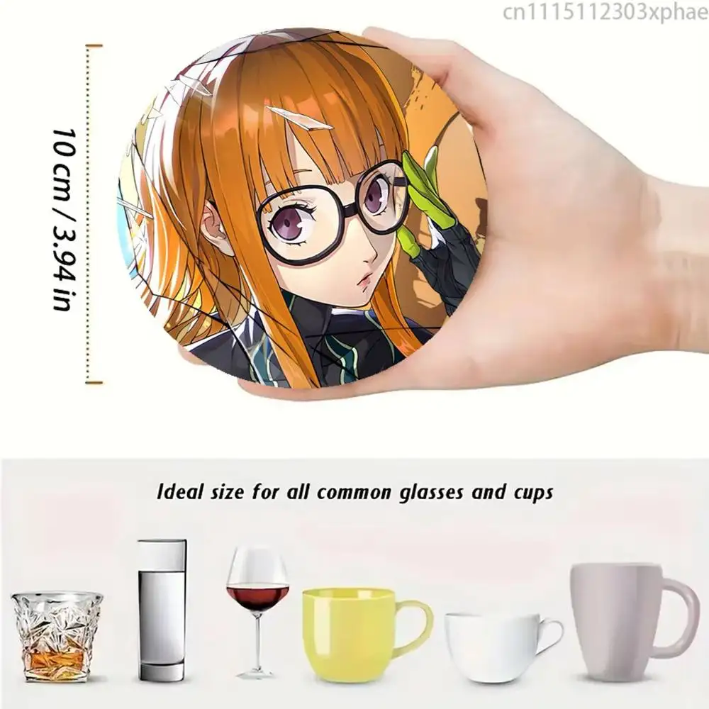 Futaba Sakura Persona Navi Oracle Round Wooden Coasters Suitable For Restaurants And Coffee Home Gift Choice Holidays