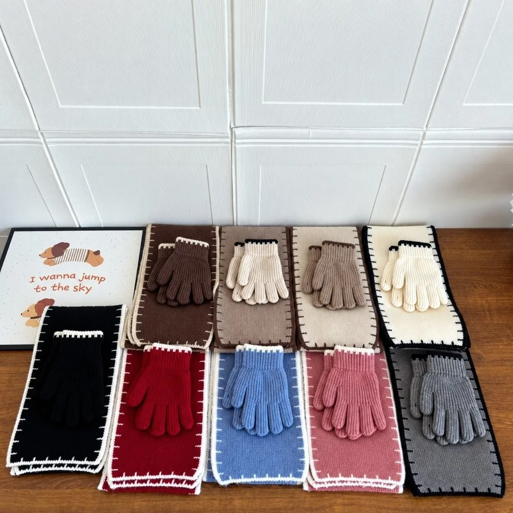 1 pair Trendy Soft Knitted Mittens Warm Windproof Winter Gloves Thick Children Gloves Boys Girls