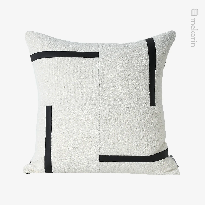 Homestay living room pillow black and white plush stitching pillow home bedroom sofa cushion car cushion pillowcase