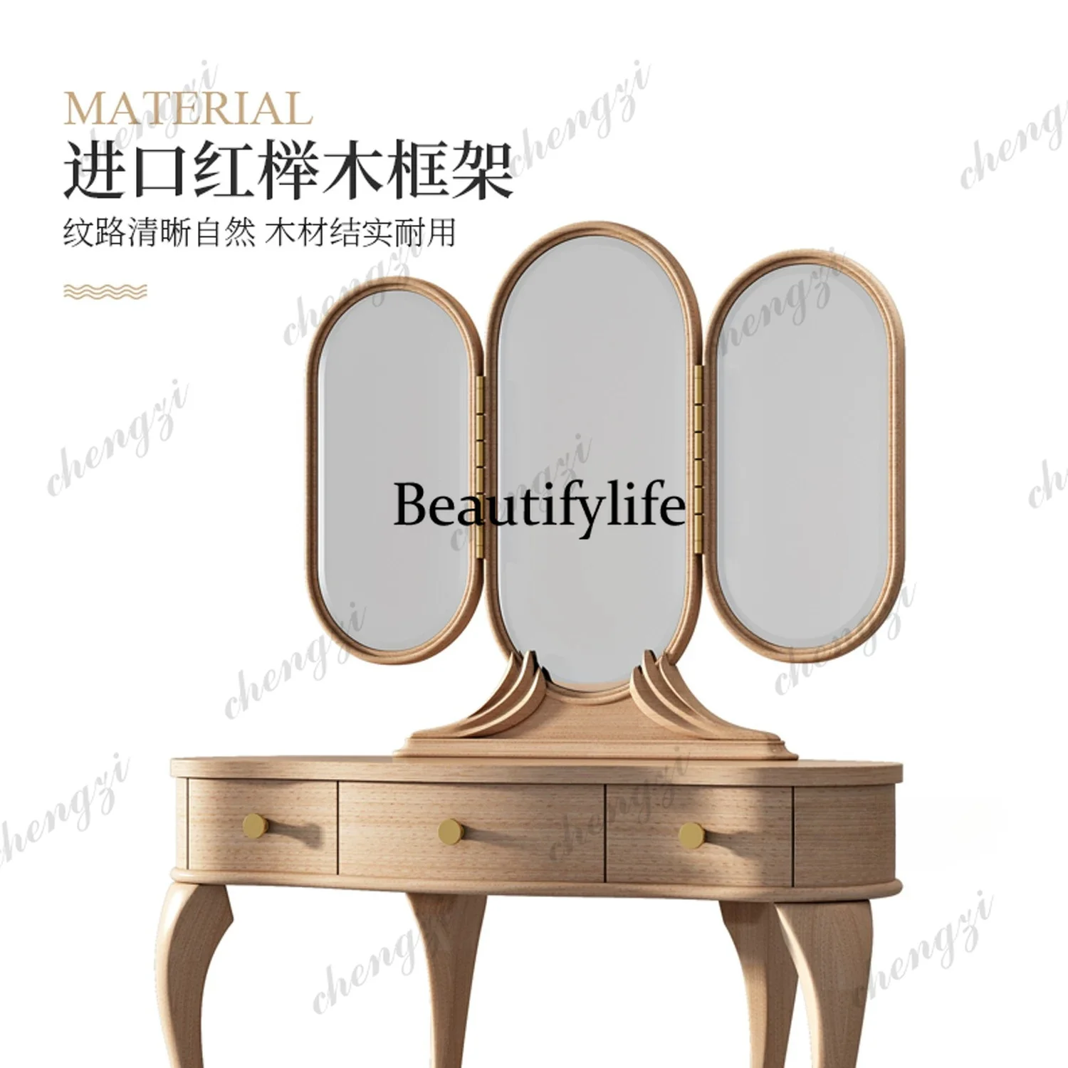 American light luxury dresser bedroom household solid wood dressing table white paint window dressing table