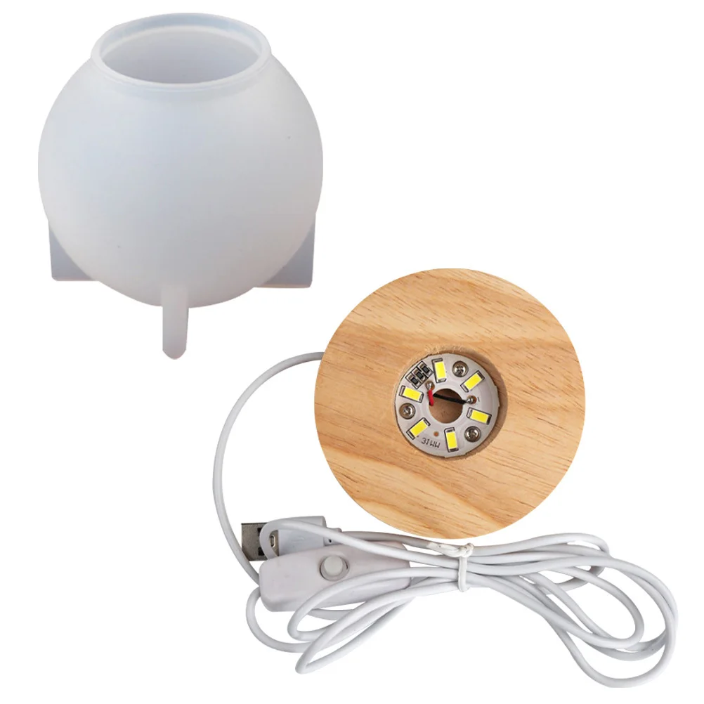 

1 set 1 Set Diy Crystal Ball Night Light Mold Wooden Base Led Lamp For Home Decoration Kids Room Party Wedding Craft Kit