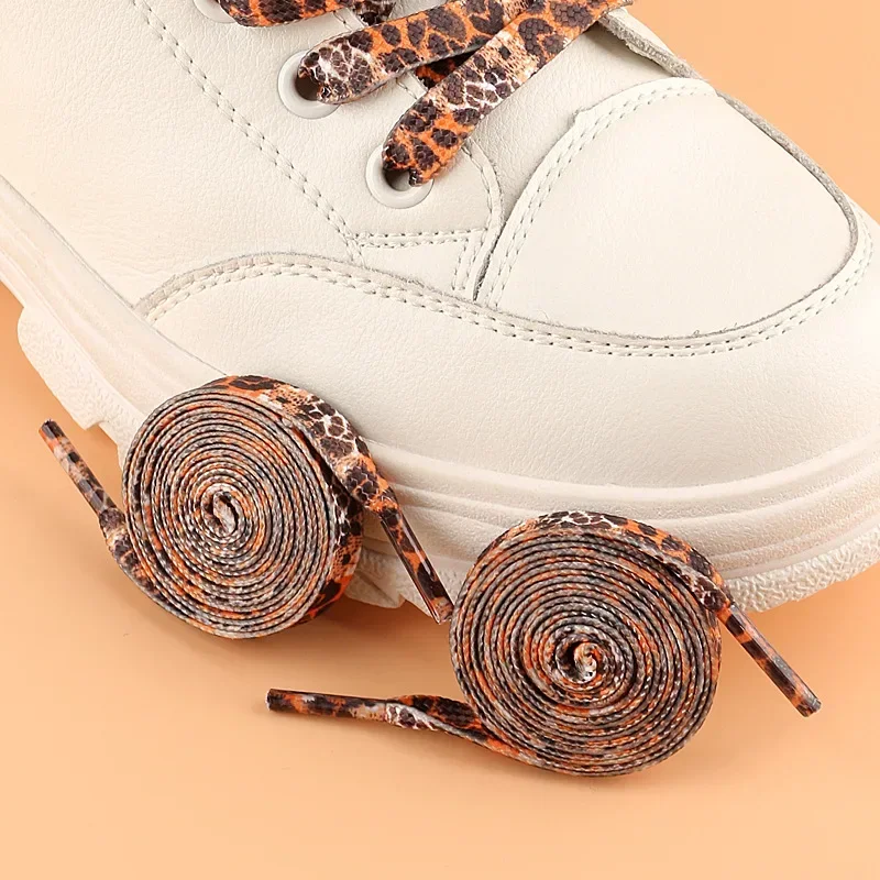 

1Pair Unisex Sneakers Canvas Shoe Lace To All Kinds of Shoes Classic Leopard Print Shoelaces Women Girl Men Flat Laces Creative