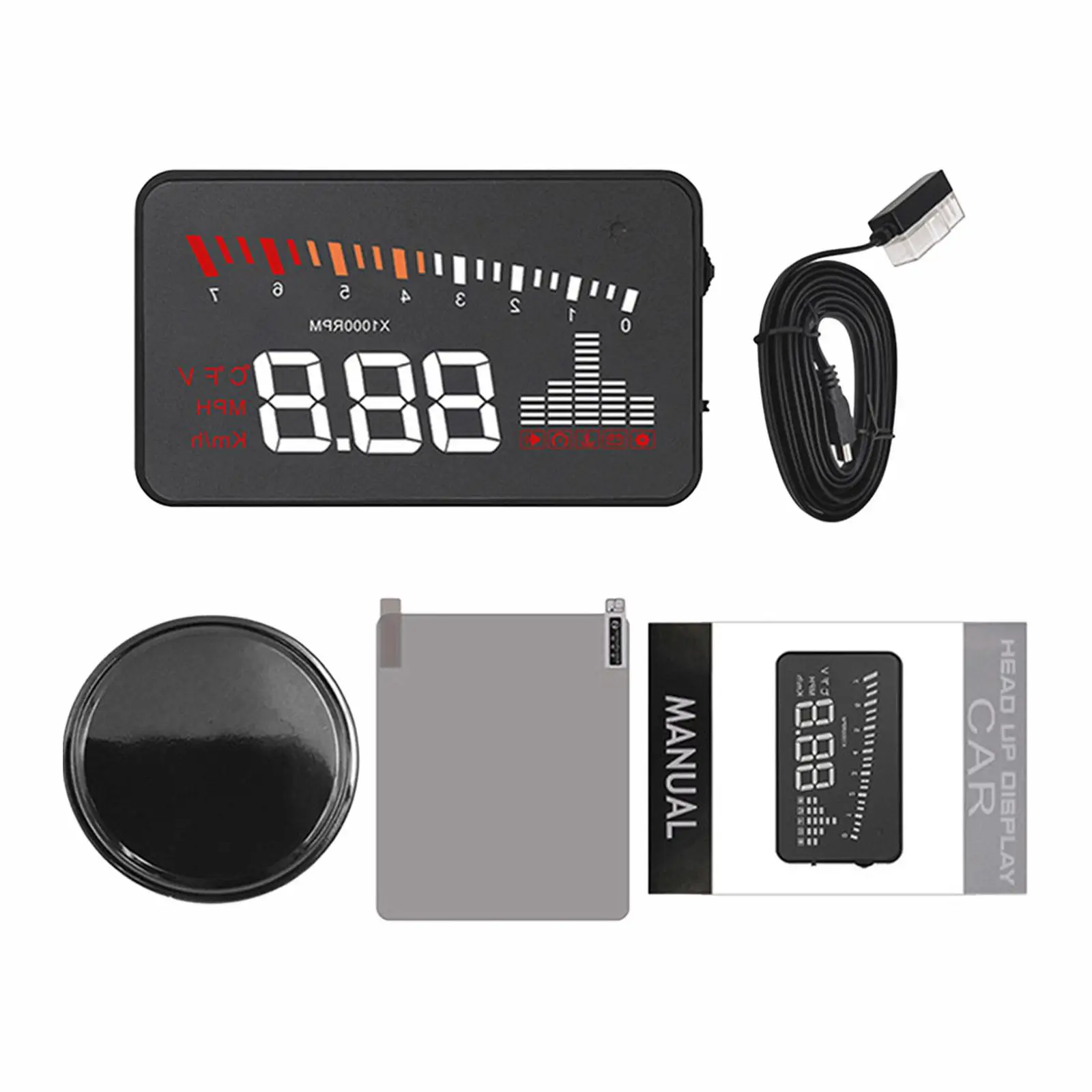 Car Head-up Display Automobile Cars Water Temperature Overspeed Alarm HUD 3.5inch Screen Sturdy Windshield Projector