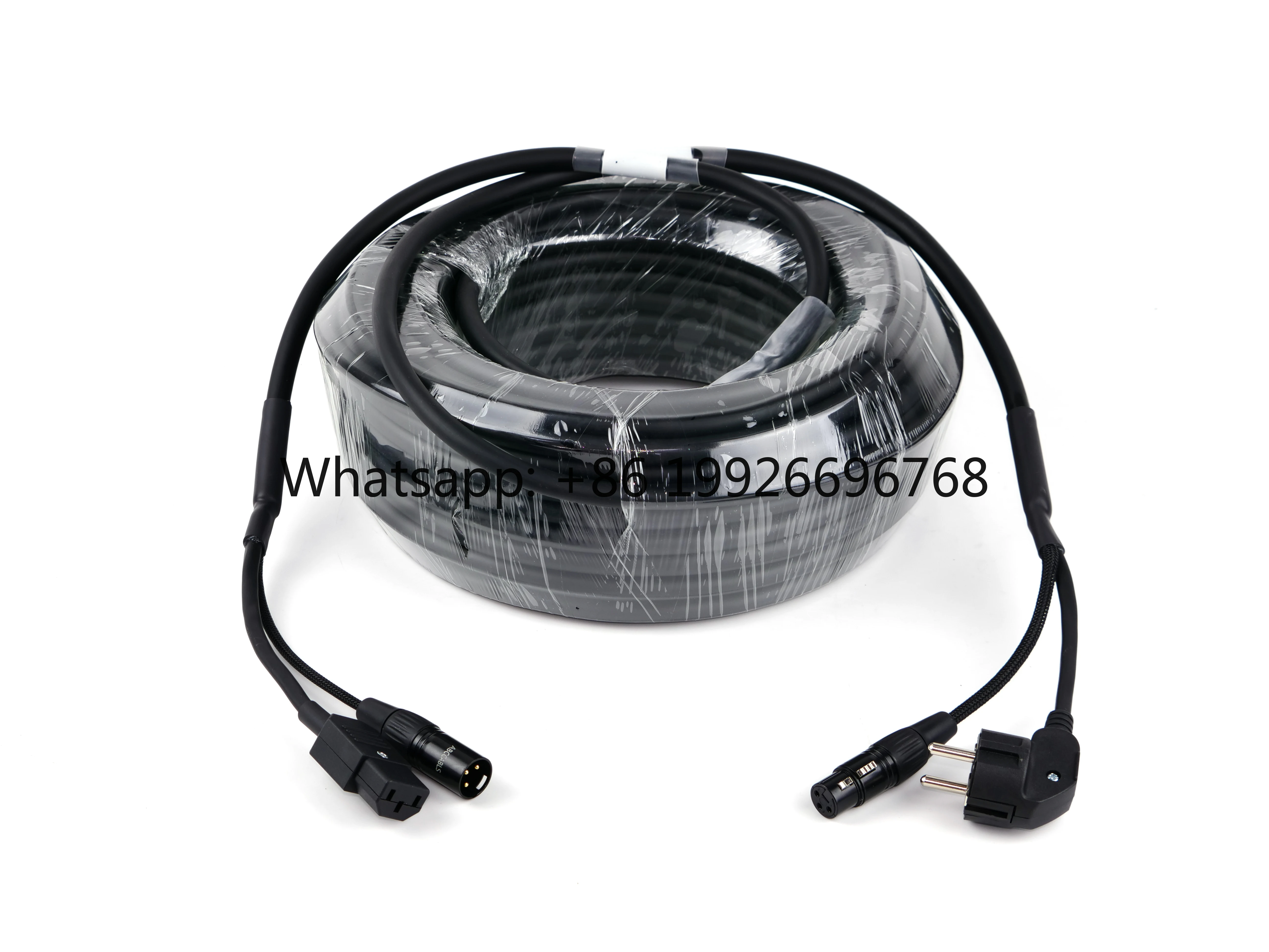 Power + DMX Combo Cable 2-in-1 EU Schuko Power + IEC C13 Power + 3 Pin XLR DMX Signal Heavy-Duty Stage Hybrid Cable