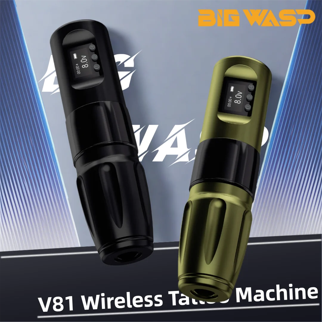 

BIGWASP New V81 Wireless Rotary Tattoo Machine LED Screen Display 1800mAh Battery Pen Permanent Makeup Machine For Tattoo Artist