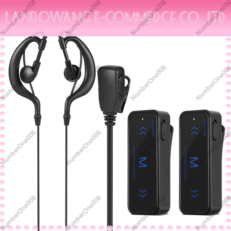 2Pcs Mini Walkie Talkie 400-470MHz 2-Way Radio 3W Transceiver Earpiece Headset Earmuff USB Powered