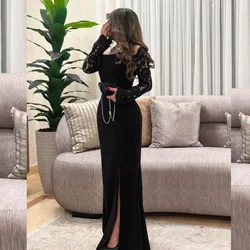 Customized Evening Jersey Flower Ruched Clubbing A-line Square Neck Bespoke Occasion Gown Long Dresses