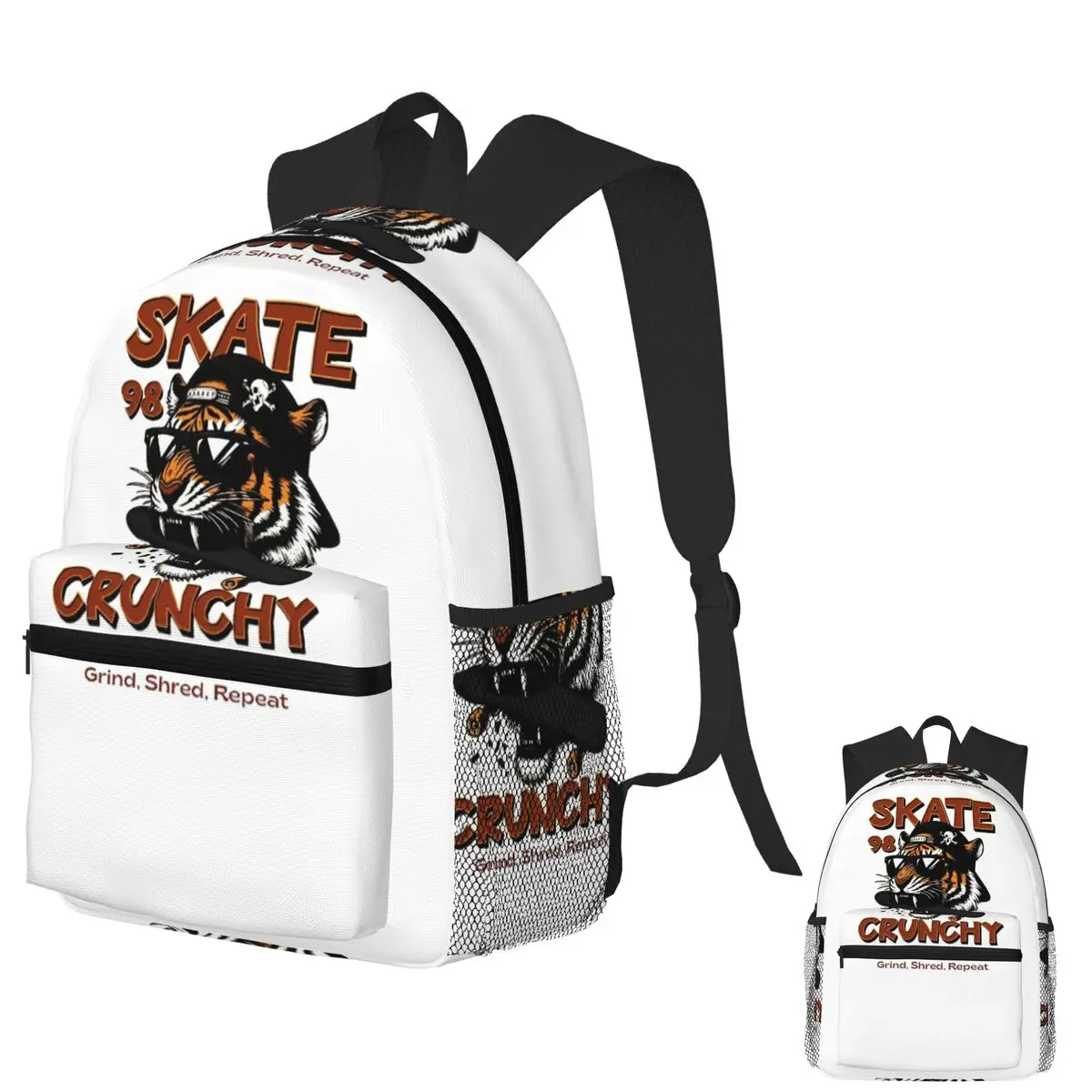 

Skate Crunchy Skateboard Grind Shred Repeat Student Backpack School Bag Hiking Travel Daypack for Boy Girl Bookbag Shoulder Bags