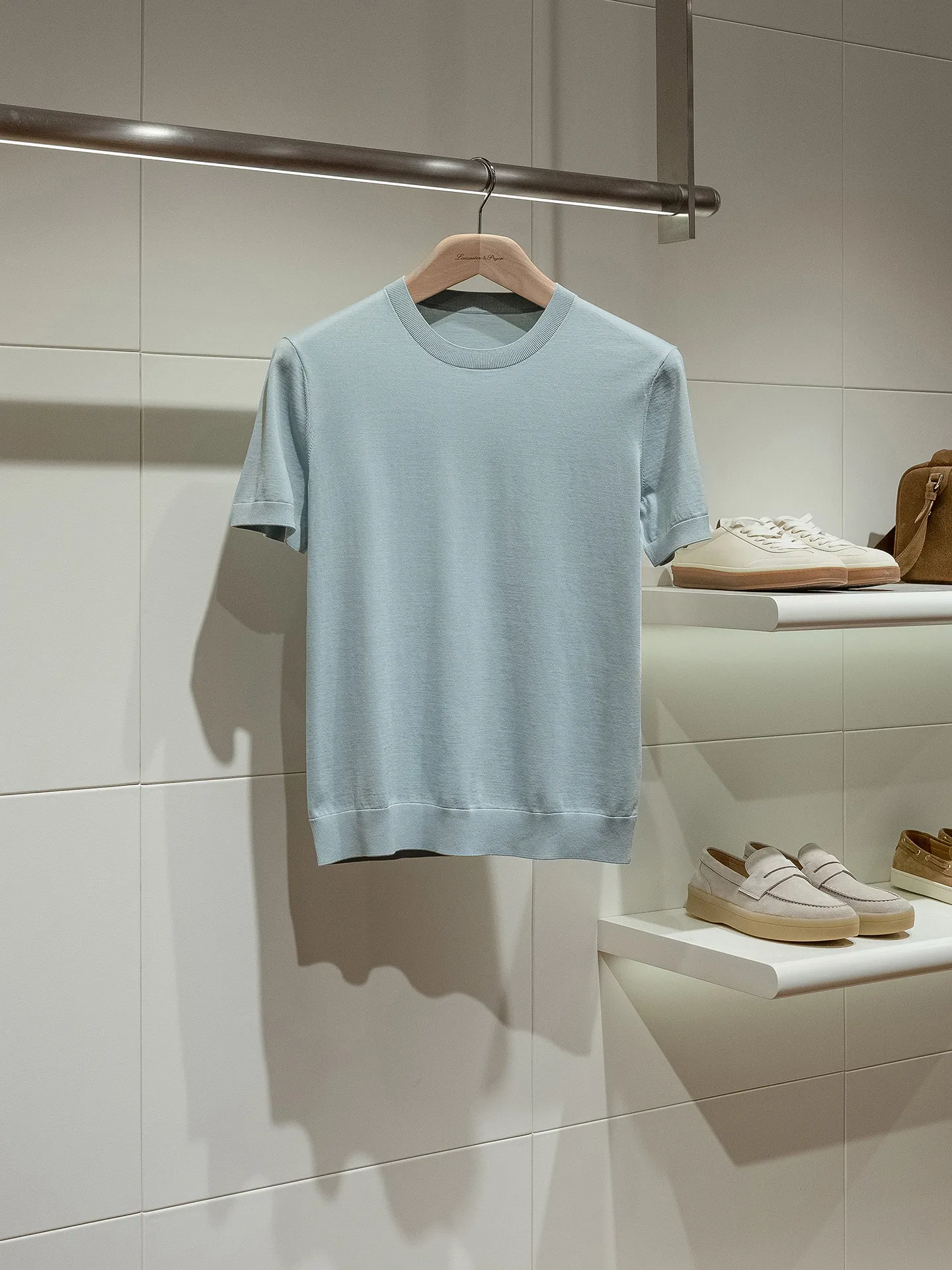 Italian minimalist cotton mulberry silk knitted sweater short sleeve T-shirt