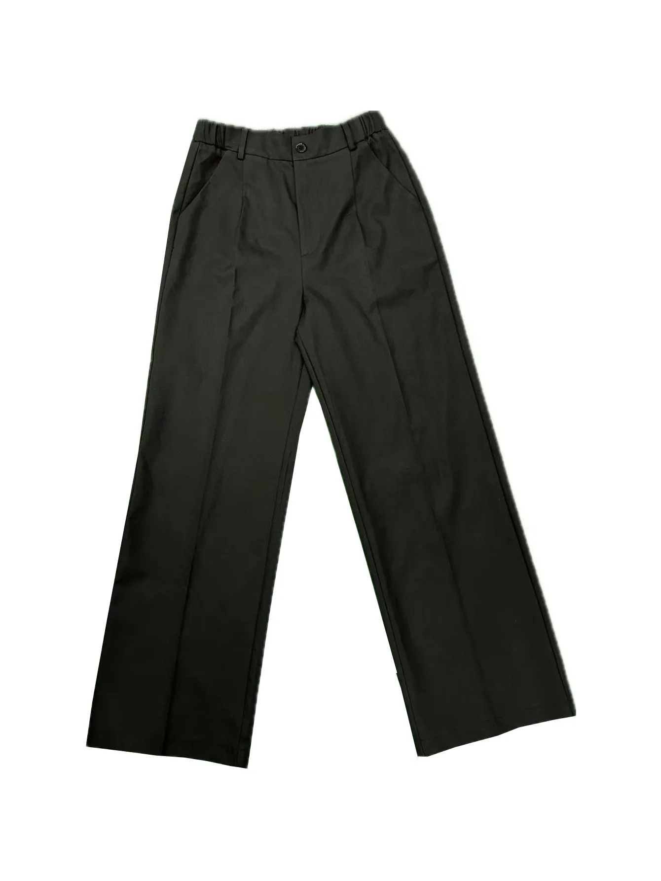 Damen High-Waist Straight-Leg Hosen Formelle Büro-Hosen Slim-Fit Schnitt Klassische Einfarbige Anzughosen – Detail 9