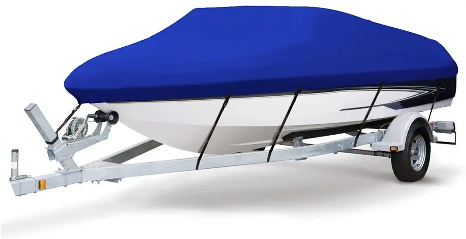 600D Oxford Fabric PVC-Coated Waterproof Boat Cover Fit For V-Shaped V-Hull Yachts Watercraft Storage Protection