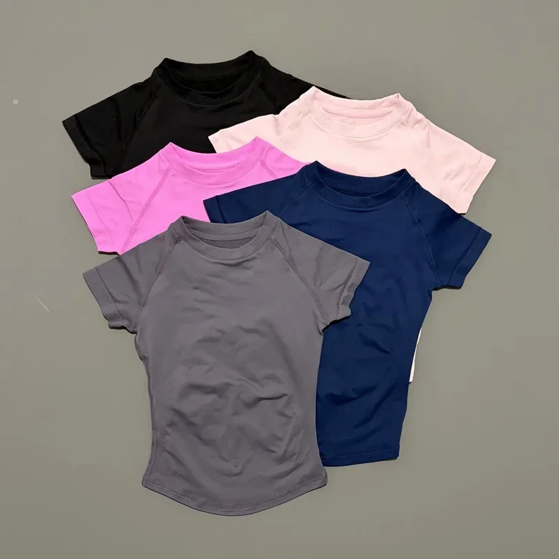 Sport Kurzarm-Oberteil Damen Nahtloses Yoga-Trikot Kleidung Lauf-Sport-T-Shirt Fitness-Studio Yoga Slim Fitness Aktiv-Top Tee – Detail 6