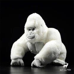 Albino Gorilla High Fidelity Anime Cute Ape Plushie Silverback peluche animali realistici simulazione bambola di pezza Kawai Toy Gif